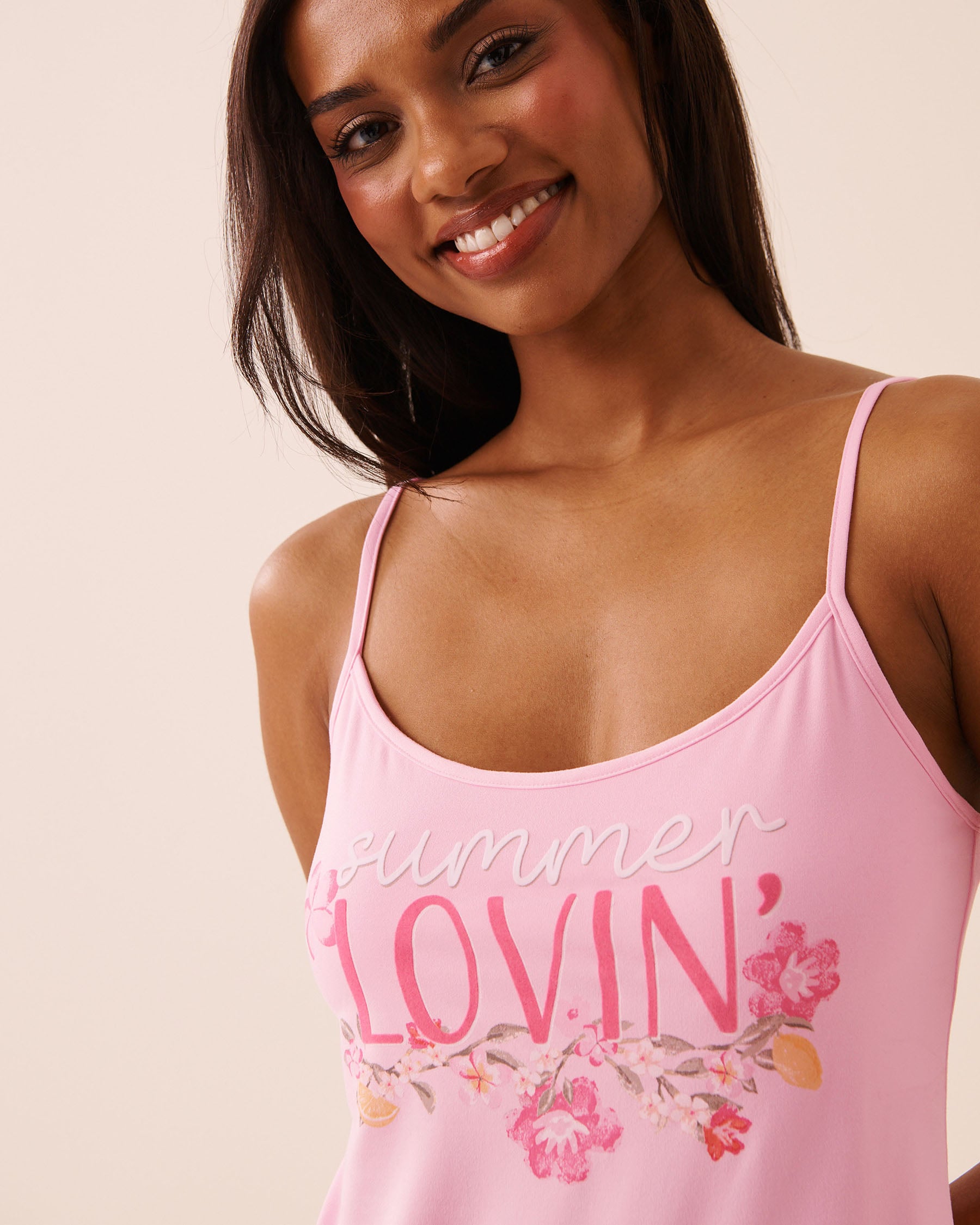 Summer Floral Print Super Soft Cami Top with Shelf Bra