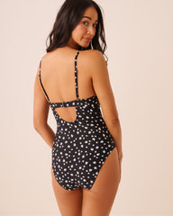 SWEET DAISY Ruched Plunge One-piece Swimsuit