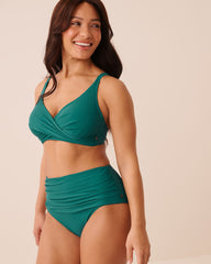 TEAL GREEN Draped High Waist Bikini Bottom