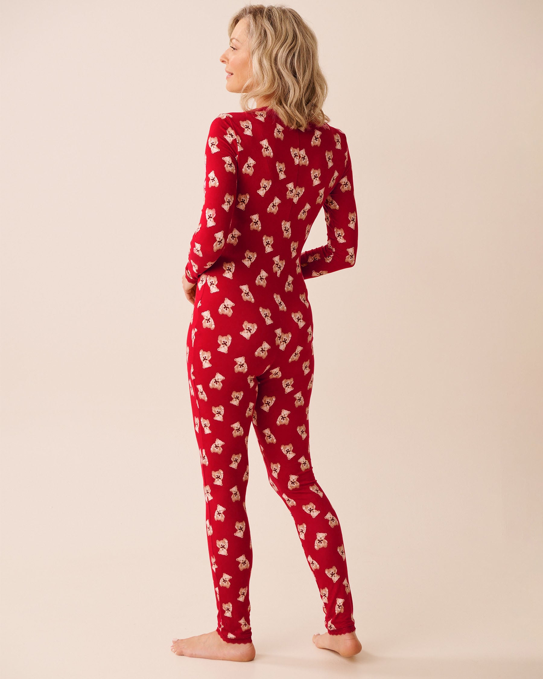 Teddy Bear Print Super Soft Long Sleeve Jumpsuit