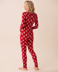 Teddy Bear Print Super Soft Long Sleeve Jumpsuit