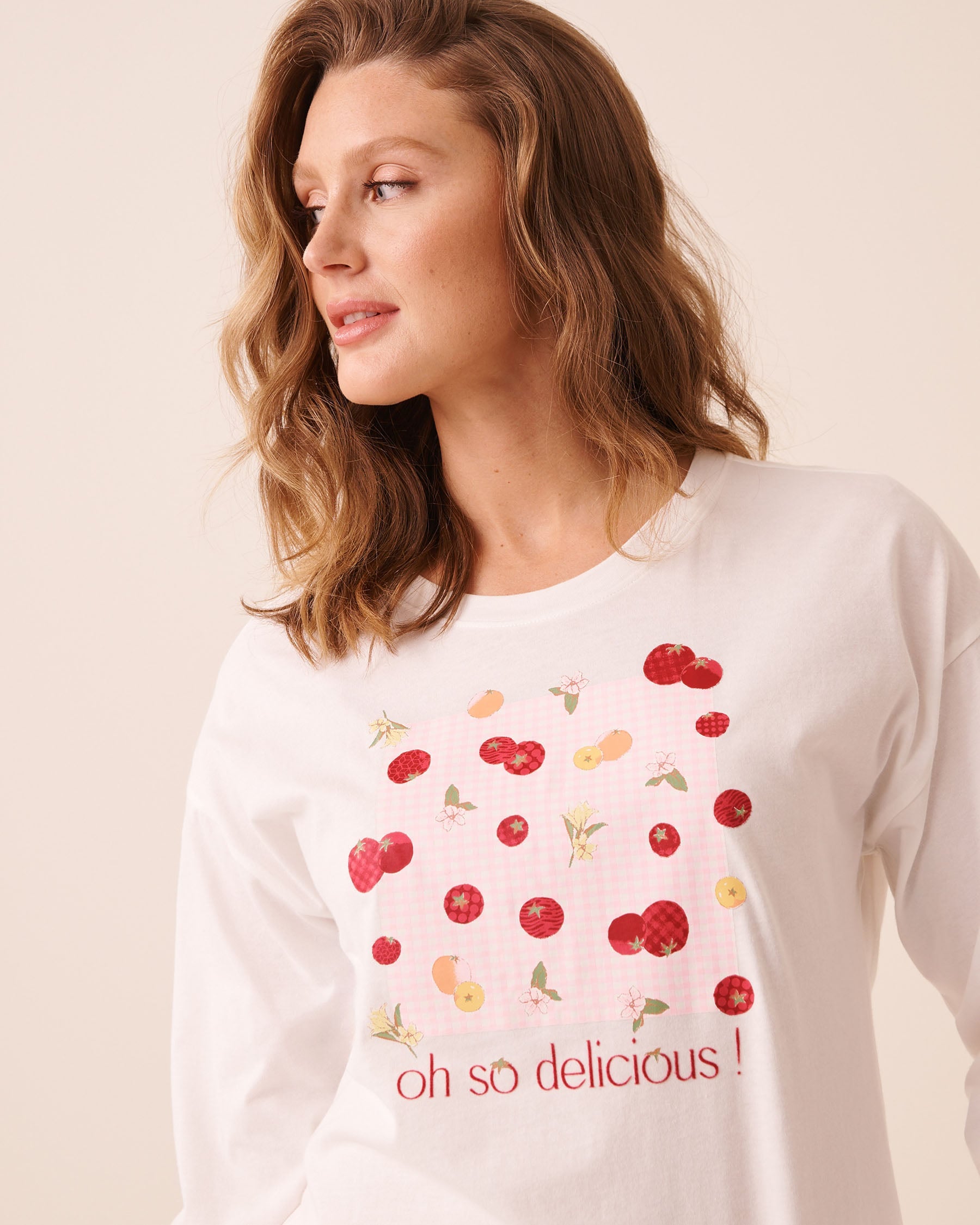 Tomato Print Cotton Long Sleeve Shirt