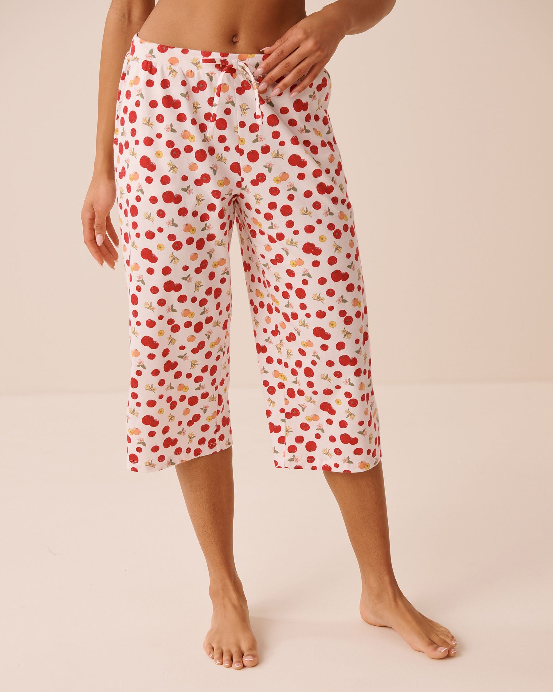Tomato Print Cotton Pyjama Capris