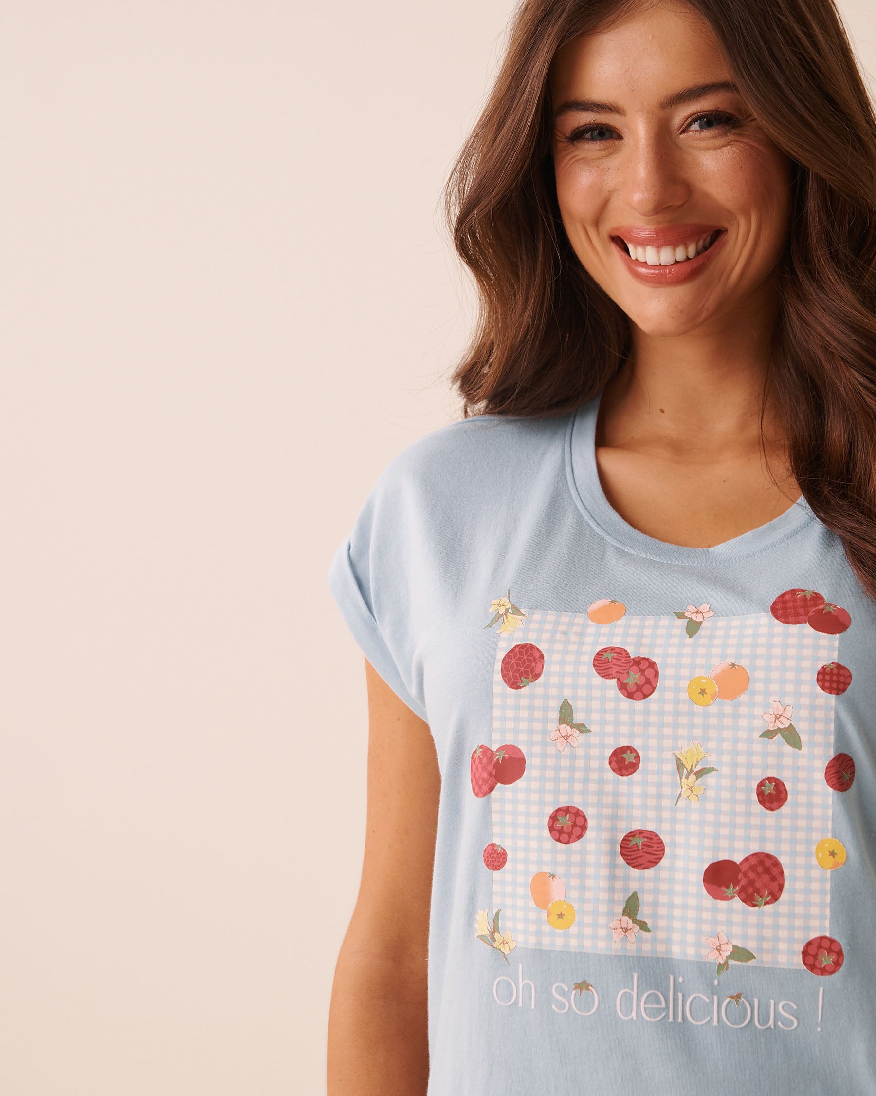 Tomato Print Cotton Short Sleeve Sleepshirt