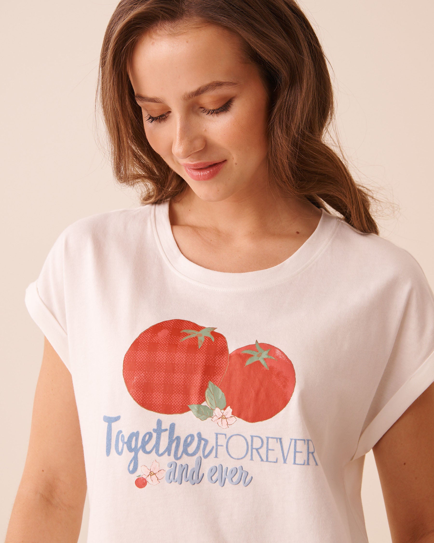 Tomato Print Cotton Short Sleeve T-shirt