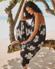 Tropical Floral High-Neck Maxi Dress
