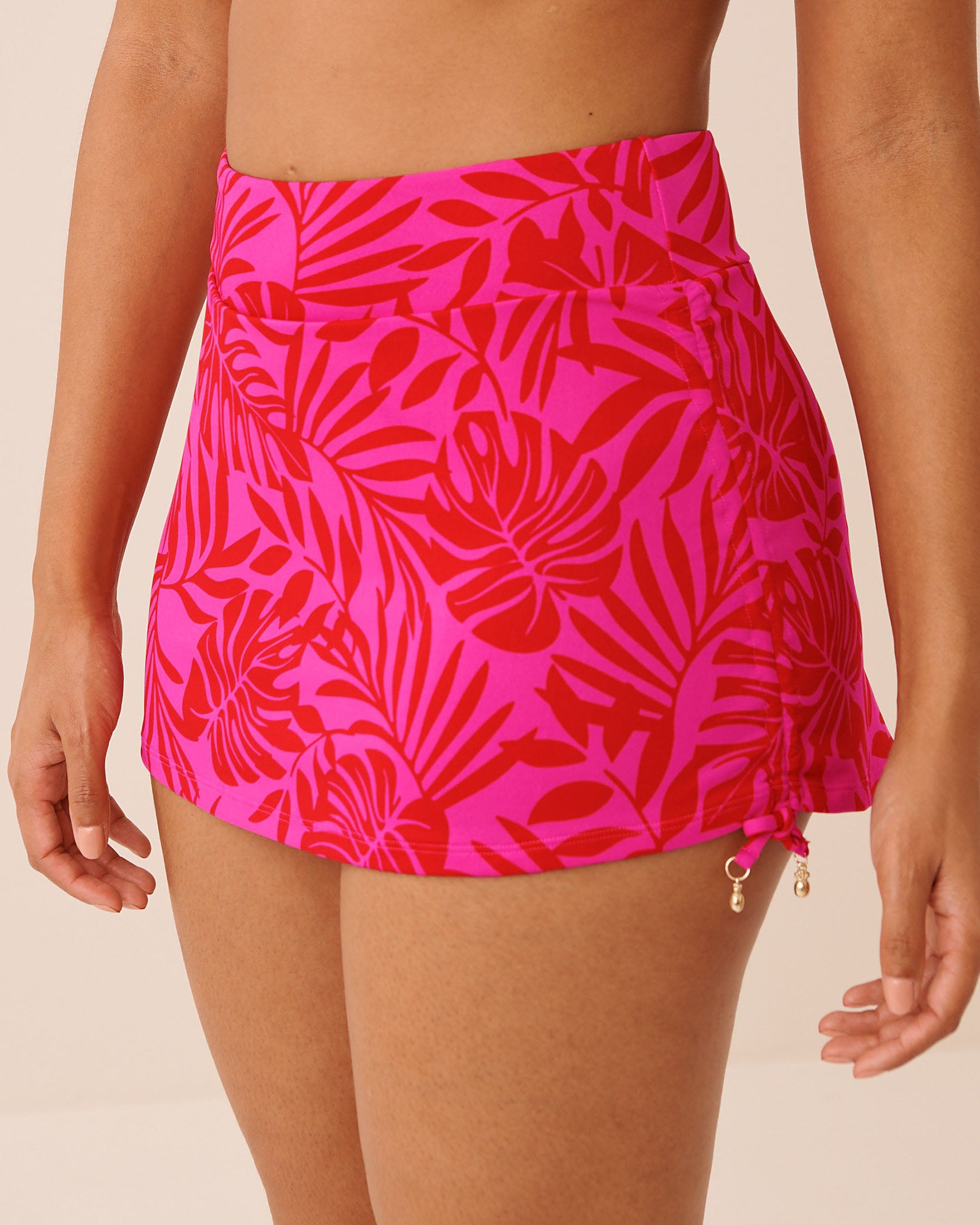 TROPICAL FUCHSIA High Waist Skirt Bikini Bottom