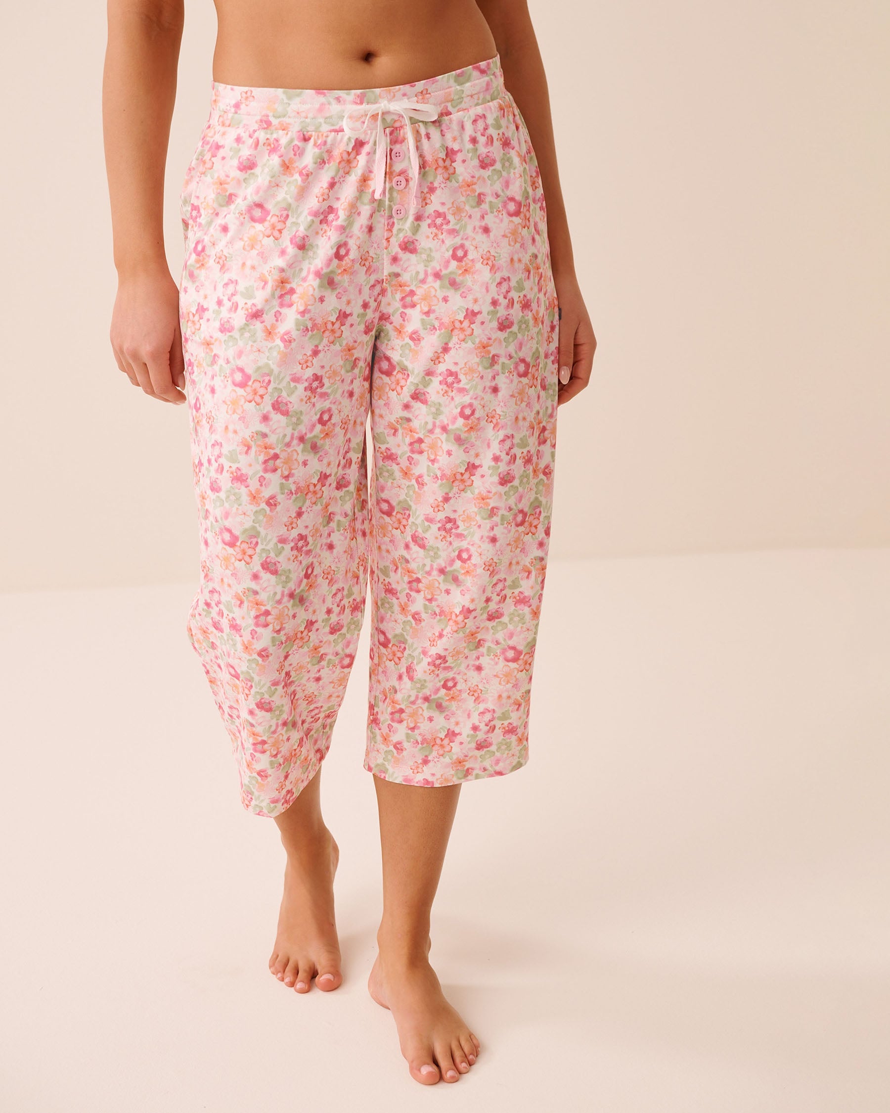 Watercolour Floral Print Super Soft Pajama Capris