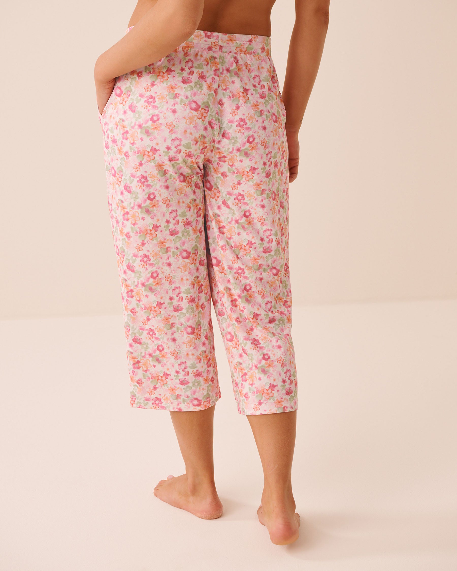 Watercolour Floral Print Super Soft Pajama Capris
