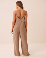 Wide Leg Crinkle Jumpsuit