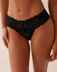 Wide Waistband Lace Thong Panty
