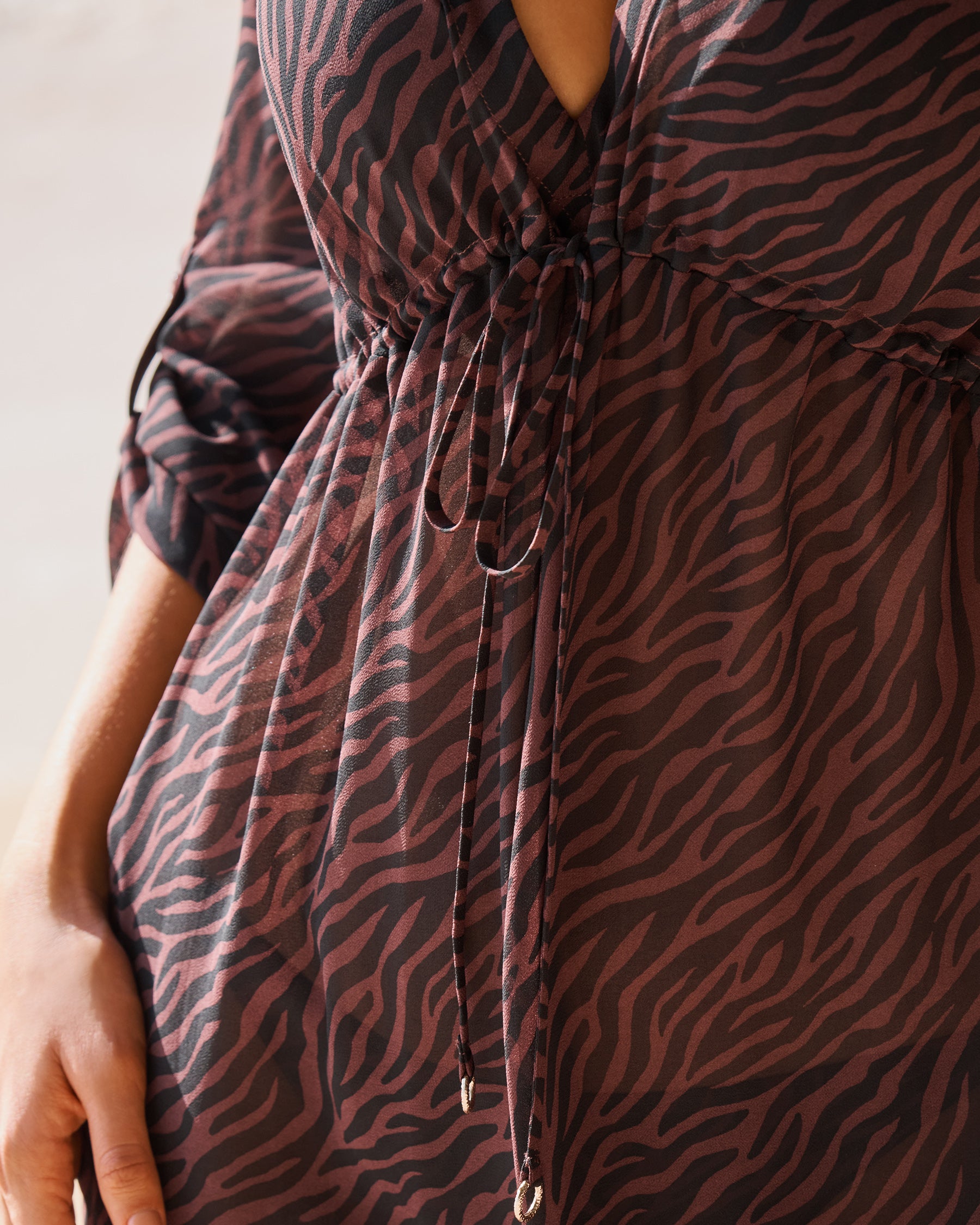 Zebra Print Chiffon Short Dress